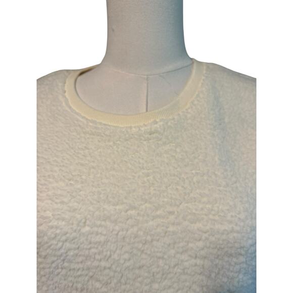 Lucky Brand Cream Fleece Sherpa Top NWT SZ Med Long Sleeves Minimalist Lagenlook - Picture 2 of 8